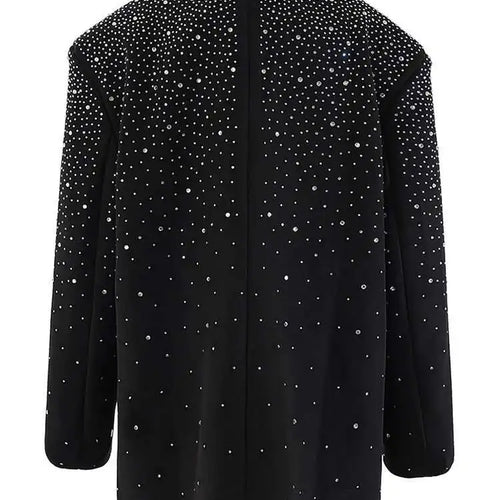 Load image into Gallery viewer, Women Black Rhinestones Shining Big Size Elegant Blazer New Lapel Long Sleeve Jacket Fashion Spring Autumn 2025 CPG2248
