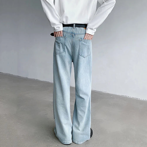 Load image into Gallery viewer, Worn-out Micro Flared Jeans Streetwear Male Loose Straight Denim Pants Wide Leg Simple Korean Casual Bottoms 9C7132
