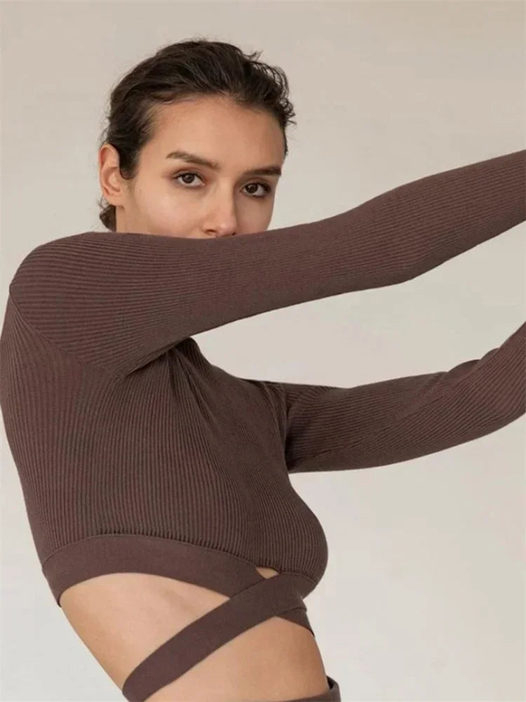 White Knit Two Piece Women Sets Fall Ribbed Crop Top And Pleated Knitted Skirt Suits For Women Midi Dress Sets 2022