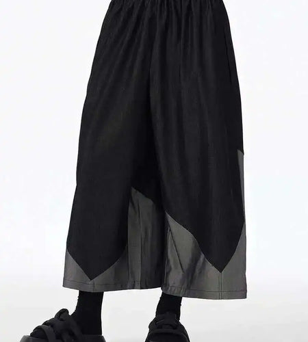 High Elastic Waist Black Denim Color-block Long Wide Leg Jeans New Women Trousers Fashion Tide Spring Autumn 2025 1DH6715