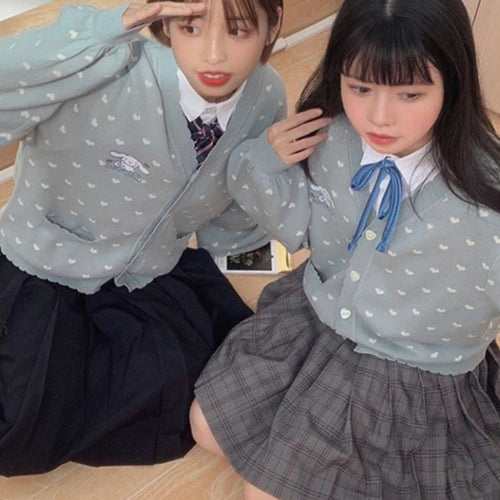 Load image into Gallery viewer, Japanese Kawaii Cartoon Embroidery Cardigans Y2k Aesthetic Women Knitted Star Jacquard Tops Streetwear Preppy Stylel Loose Coats
