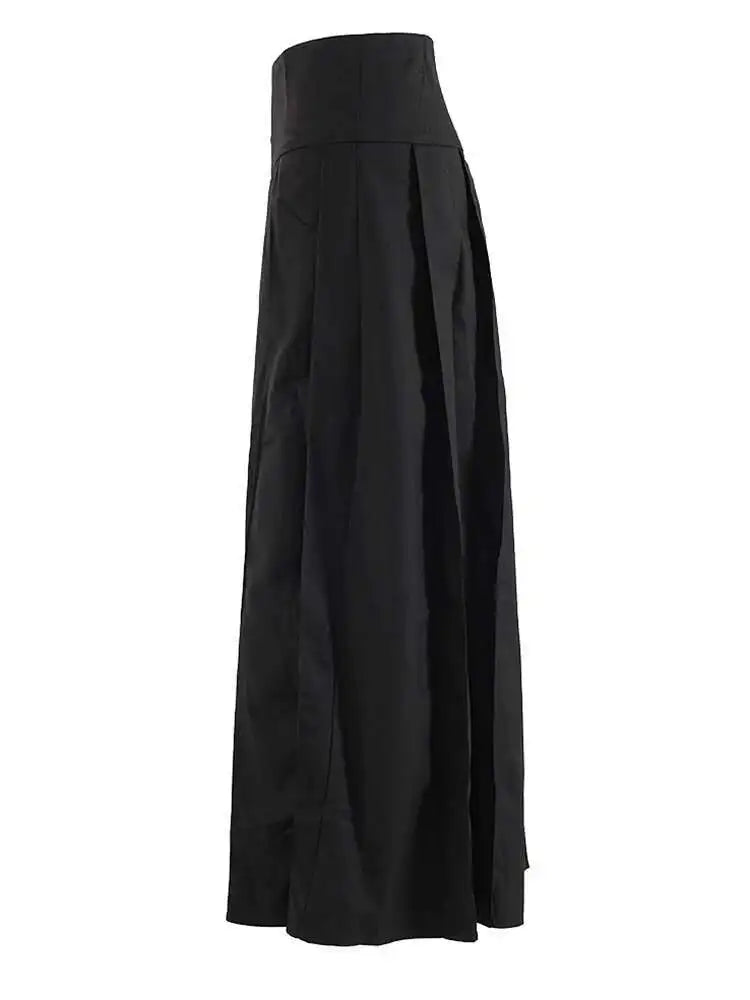 High Waist Black Pleated Botton Shaped Elegant Midi Half-body Skirt Women Fashion Tide New Spring Autumn 2025 CPG1936