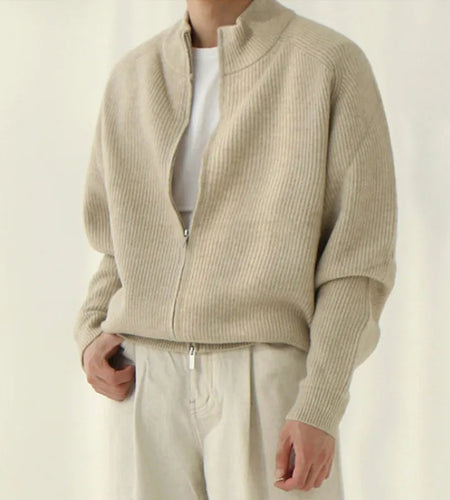 Turtleneck Male Knitting Cardigan Casual Zipper Solid Color Men Sweaters Jackets Fashion Men's Clothing Spring 9C2388