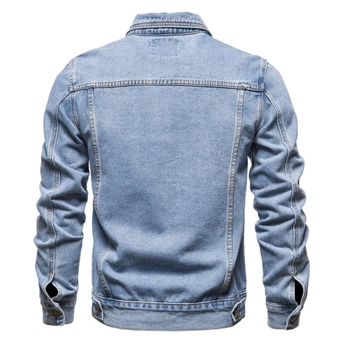 Load image into Gallery viewer, Cotton Denim Jacket Men Casual Solid Color Lapel Single Breasted Jeans Jacket Men Autumn Slim Fit Quality Mens Jackets
