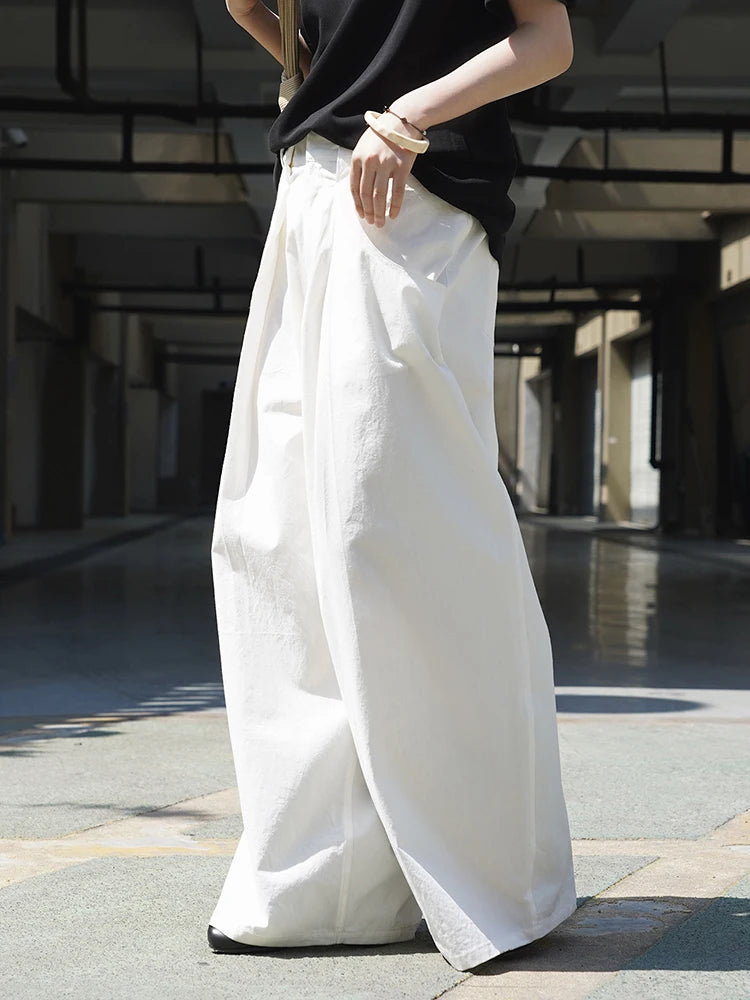 High Waist Khaki Pleated Pocket Brief Long Wide Leg Pants New Trousers Women Fashion Tide Spring Autumn 2025  1DJ1347