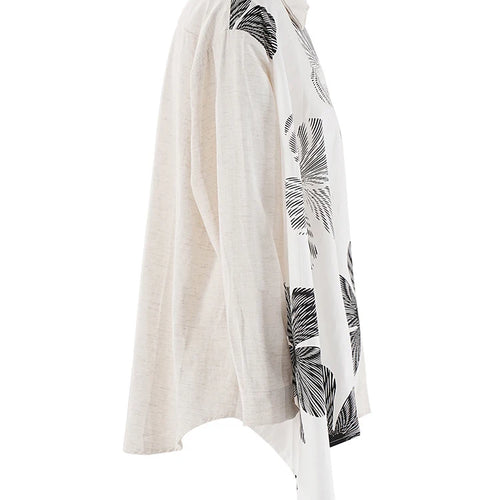 Load image into Gallery viewer, Women White Irregular Flower Big Size Casual Blouse New Lapel Long Sleeve Shirt Fashion Tide Spring Autumn 2025 CPG1908
