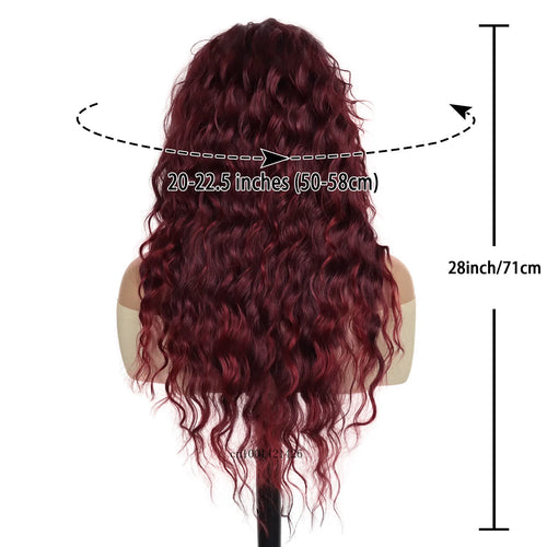 Load image into Gallery viewer, Long Red Wig Women Synthetic Hair Costume Wig Halloween Party Big Vomume Fluffy Hair Brown Auburn Wigs Bangs Lolita Cosplay Wigs
