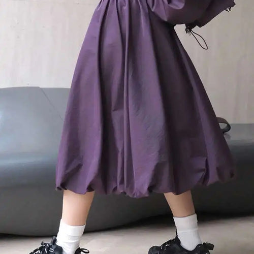 Load image into Gallery viewer, High Waist Purple Blue Pleated Shaped Elegant A-line Half-body Skirt Women Fashion Tide New Spring Autumn 2025 1DH6529
