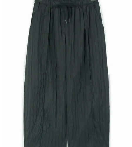 High Elastic Waist Gray Pleated Drawstring Long Wide Leg Pants New Trousers Women Fashion Tide Spring Autumn 2025 1DH8937