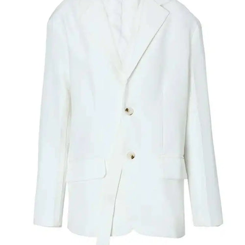 Load image into Gallery viewer, Women White Ribbon Big Size Casual Blazer New Lapel Long Sleeve Loose Fit Jacket Fashion Tide Spring Autumn 2025 1DF3280
