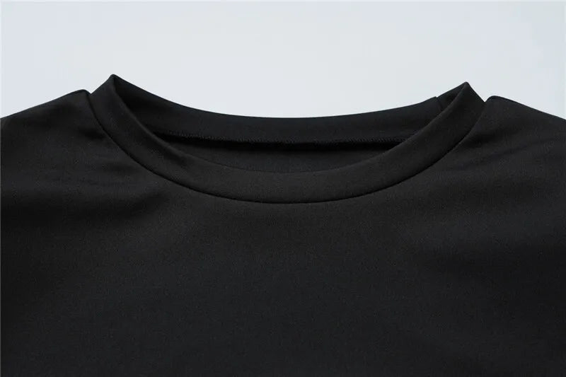 Short Sleeve Draped Sexy Mini Dress For Women Black Metal Buckle O Neck High Waist Bodycon Club Dress Vestido Clothes