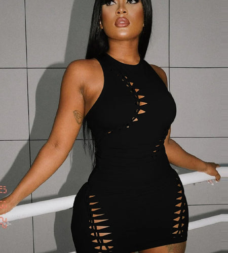 Pure Color O Neck Cut Out Sexy Ruched Crop Tank Top Mini Skirt 2 Piece Matching Sets 2023 Summer Casual Vacation Sports