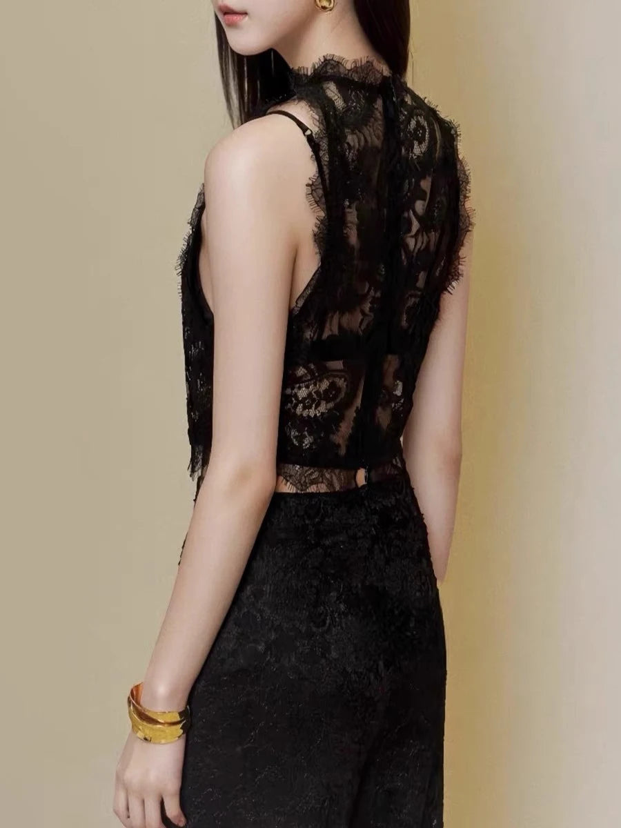 Solid Hollow Out Slimming Vests For Women O Neck Sleeveless Sexy Minimalist Vest Female Fashion Style Clothes New