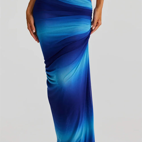 Load image into Gallery viewer, Summer Beach Sexy Two Piece Sets Women Strapless Crop Tops And Maxi Skirt Female Elegant Vacation Club 2 Piece Set
