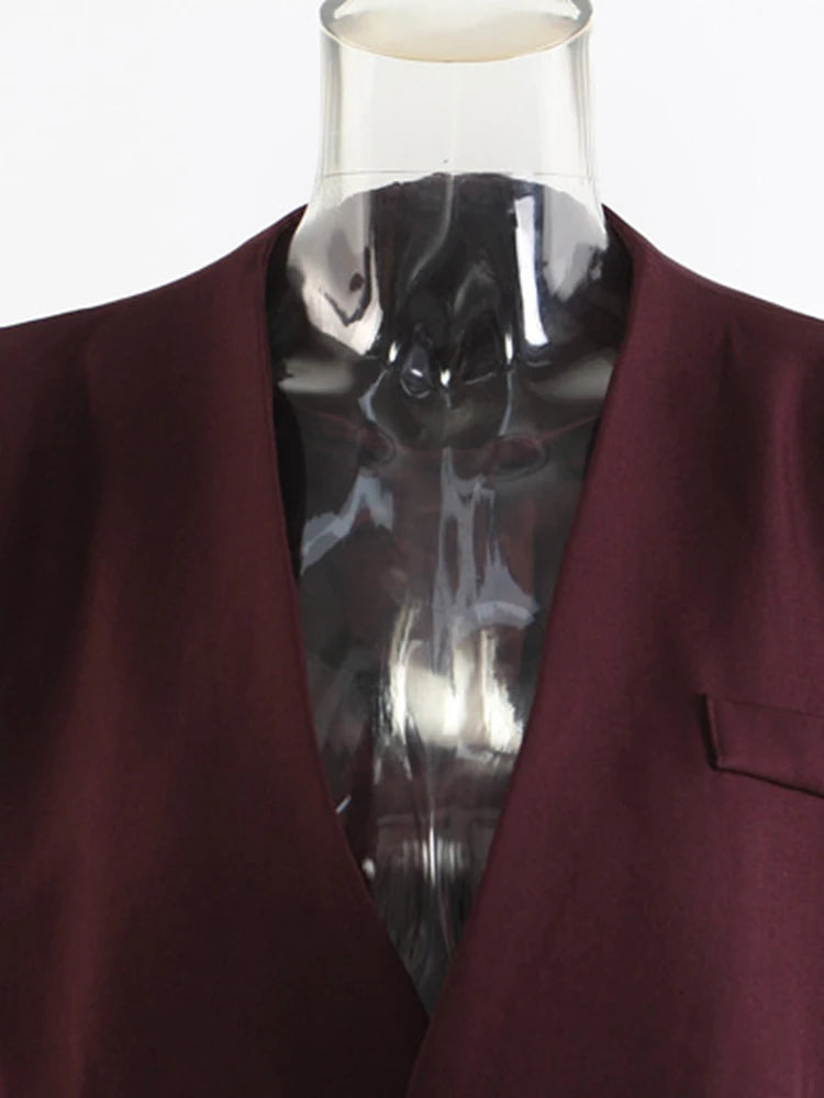 Women Wine Red With Scarf Big Size Elegant Blazer New V-neck Long Sleeve Jacket Fashion Tide Spring Autumn 2025 1DH9828