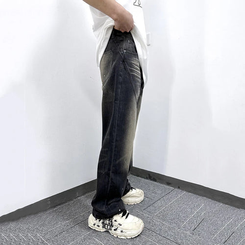 Load image into Gallery viewer, American Style Men's Jeans Splashed Ink Design Straight Leg Trendy Street Fashion Loose Male Denim Pants 9W1863
