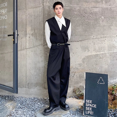 Load image into Gallery viewer, Trend Men&#39;s Vest Jumpsuit Korean Style Handsome Male Clothing Solid Color Fashion Streetwear Casual Pants Autumn 9C2351
