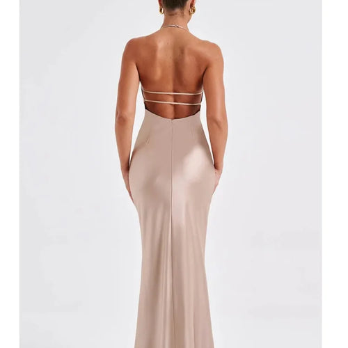 Load image into Gallery viewer, Sexy Sleeveless Backless Slim Fitting Dress For Women Elegant Party Evening Long Dress Satin Temperament Female Vestidos
