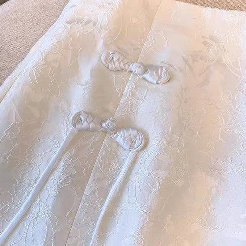 Load image into Gallery viewer, Chinese Style Vintage White Elegant Split Mini Skirt Spring Summer Fashion Black High Waist Party Short Skirt Women Clothing New
