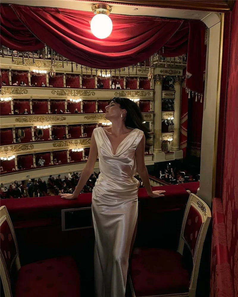 Satin Backless Sexy Maxi Dress For Women Elegant Rose Thigh High Split Beach Holiday Long Dress Gorgeous Club Gown