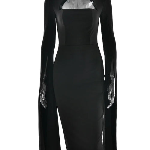 Load image into Gallery viewer, Elegant Long Sleeved Elastic Tight Dress For Women Autumn/Winter 2025 New Dress Sexy Long Slit Party Club Evening Dress
