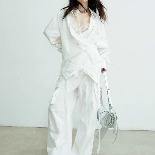 Load image into Gallery viewer, Women White Lace Hollow Out Big Size Elegant Blouse New Lapel Long Sleeve Shirt Fashion Tide Spring Autumn 2025 1DJ0688
