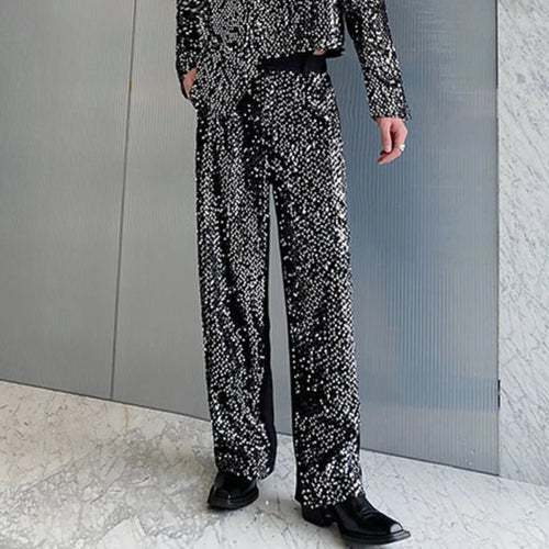 Load image into Gallery viewer, Patchwork Men&#39;s Suit Pants Personality Sequin Contrast Color Design Male Wide Leg Straight Trousers Chic 9C4551
