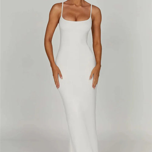 Load image into Gallery viewer, Spaghetti Strap Backless Bodycon Maxi Dress Women Autumn New Thickened Fabric Sleeveless Club Party Sexy Long Dress
