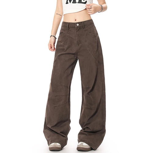 Load image into Gallery viewer, Men's Cargo Pants American Straight Wide Leg Solid Color Trendy Streetwear Simple Male Causal Loose Trousers 9W1928
