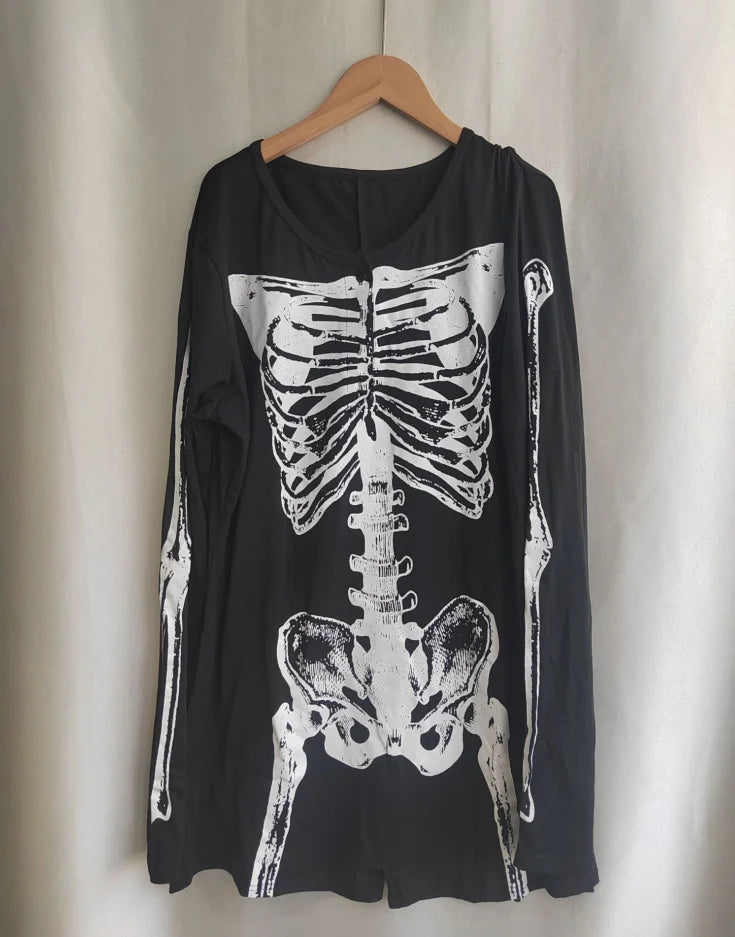 Streetwear Skull Printing Jumpsuits Shorts for Women Y2k Aesthetic Bodycon Tees 2025 Ropa Mujer Grunge Single Breasted Tops