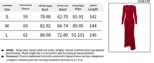 Load image into Gallery viewer, Velvet Long Sleeve Sexy Maxi Dress For Women Autumn Winter New Square Collar Thigh High Split Evening Club Party Dress
