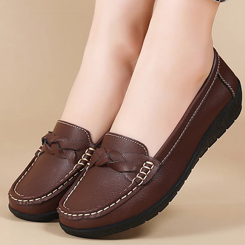 Woman Shoes Slip-on Flat Shoes With Soft Leather Loafers Women's 2025 New Flats Casual Shoes Women Footwear White Zapatos Mujer