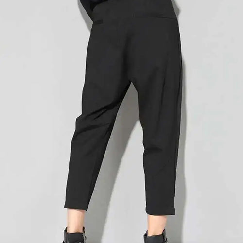 Load image into Gallery viewer, High Elastic Waist Black Asymmetric Casual Pants New Loose Fit Trousers Women Fashion Tide Spring Autumn 2025 1DF4648
