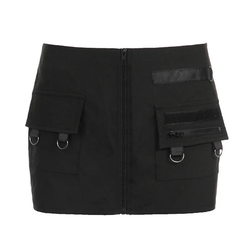 Load image into Gallery viewer, Harajuku Gothic Bodycon Low Rise Mini Skirt Female Zipper Dark Academia Summer Cargo Skirts Super Short Hottie Bottom
