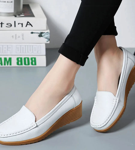 Woman Shoes Women Leather Shoes Slip-on Flat Shoes Women's Loafers White Zapatos De Mujer Comfortable Casual Footwear Women 2025