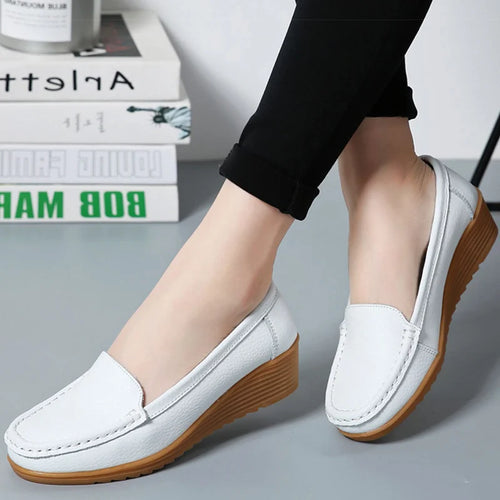 Load image into Gallery viewer, Woman Shoes Women Leather Shoes Slip-on Flat Shoes Women&#39;s Loafers White Zapatos De Mujer Comfortable Casual Footwear Women 2025
