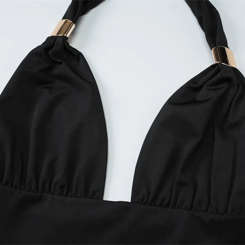 Load image into Gallery viewer, Elegant Summer 2 Piece Sets Women Metal Ring Crop Tops And Maxi Skirt Female Fashion Solid Lace-up Beach Two Piece Sets
