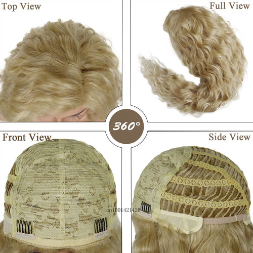 Load image into Gallery viewer, Blonde Wig Long Curly Hair Synthetic Fiber 28 Inch Water Wavy Curly Wigs Female Natural Hairstyles Daily Use Carnival Party Wigs
