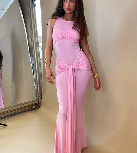 Elegant Mesh Patchwork Lace Up Dress For Women Bodycon Perspective Maxi Female Vestidos Party Club Evening Dress 2024