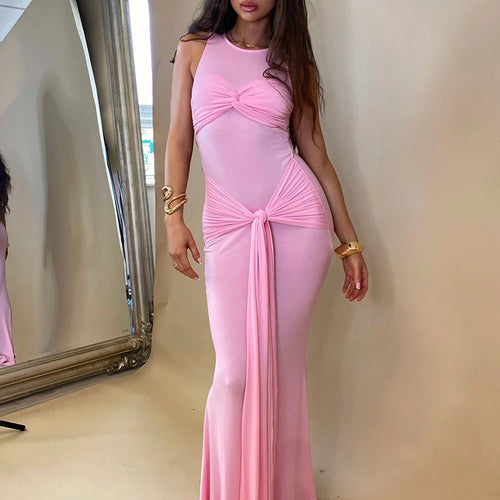 Load image into Gallery viewer, Elegant Mesh Patchwork Lace Up Dress For Women Bodycon Perspective Maxi Female Vestidos Party Club Evening Dress 2024
