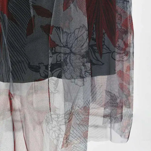 Load image into Gallery viewer, High Waist Black Pattern Printed Mesh Duoble Layers Half-body Skirt Women Fashion Tide New Spring Autumn 2025 2D1323
