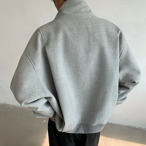 Load image into Gallery viewer, Korean Style Men&#39;s Jackets Loose Thickened Stand Collar Woolen Tops Cotton Solid Color Casual Male Coats Winter Chic 9C8929
