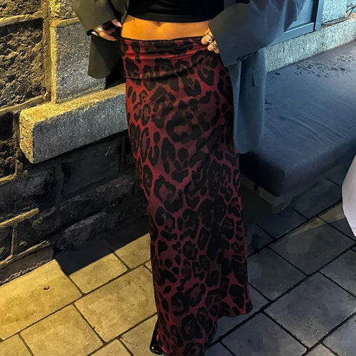 Load image into Gallery viewer, Mesh High Waist Leopard Print Sexy Loose Maxi Skirt Summer Fashion Women Y2K Clothes Festival Party Nightclub
