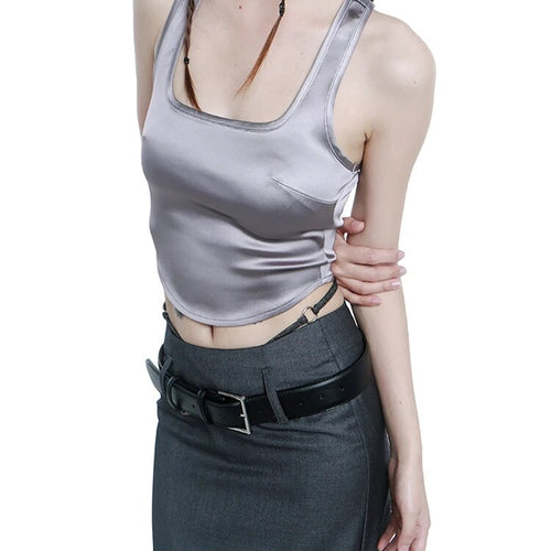 Load image into Gallery viewer, High Street Solid Crop Top For Women Square Collar Sleeveless Backless Vintage Slim Vests Female Summer Style
