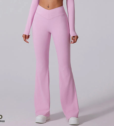 High V Waist Flare Leggings Yoga Pants Women Wide Leg Gym Workout Fitness Sports Pant Latin Dance Trousers Active Wear Bottom