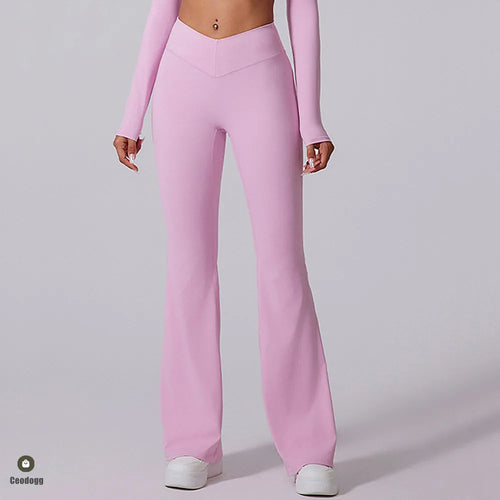 Load image into Gallery viewer, High V Waist Flare Leggings Yoga Pants Women Wide Leg Gym Workout Fitness Sports Pant Latin Dance Trousers Active Wear Bottom
