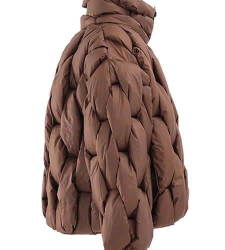Brown Thick Big Size Keep Warm Cotton-padded Coat Long Sleeve Women Parkas Fashion Tide New Autumn Winter 2025 CP3464
