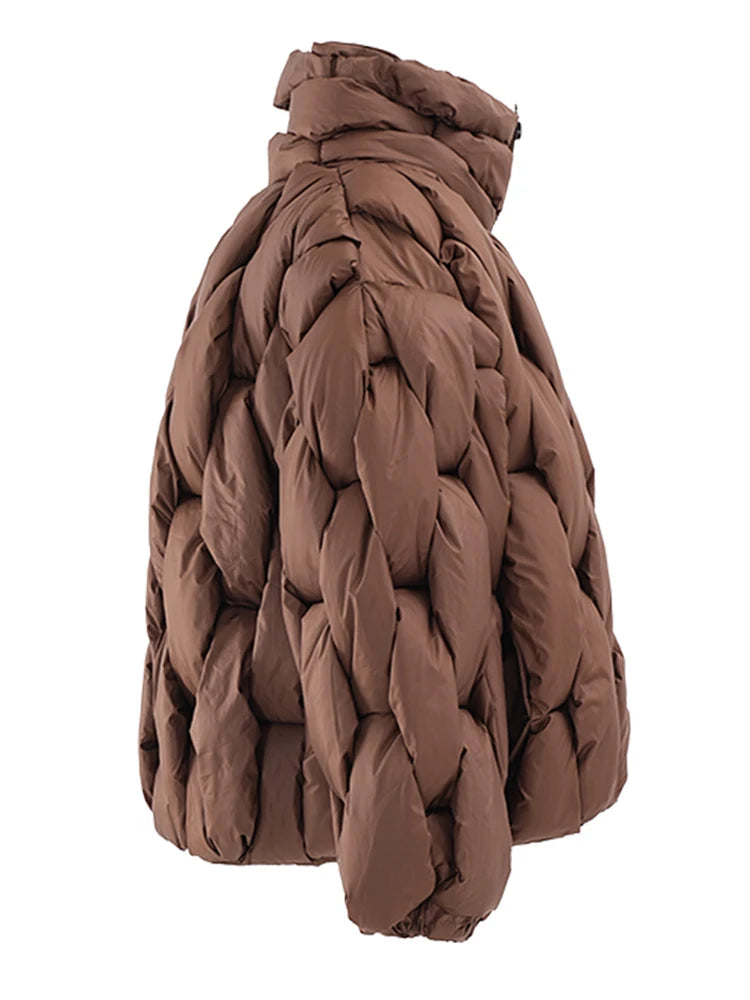 Brown Thick Big Size Keep Warm Cotton-padded Coat Long Sleeve Women Parkas Fashion Tide New Autumn Winter 2025 CP3464