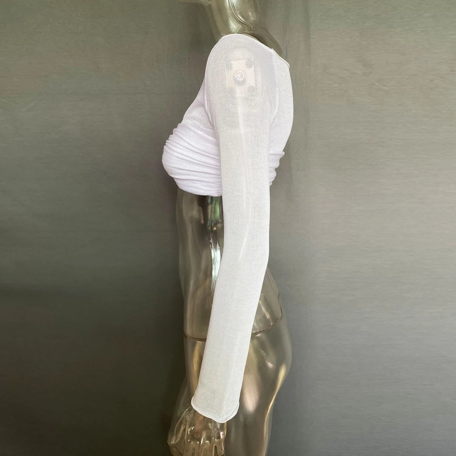 See Through Mesh Crop Top Women Pullovers Strapless Short Knit Cropped Tops Ladies Tee Shirt Sexy Off-shoulder T-shirt