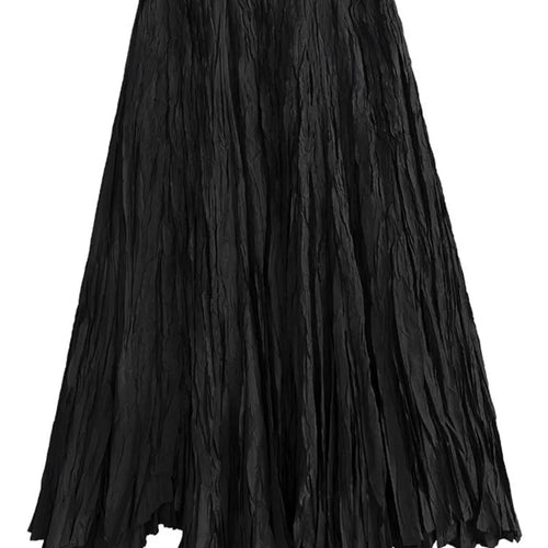 Load image into Gallery viewer, Women Black Pleated Thin Big Size Half-body Skirt High Elastic Waist Loose Fashion Tide New Spring Summer 2025 1DF9003
